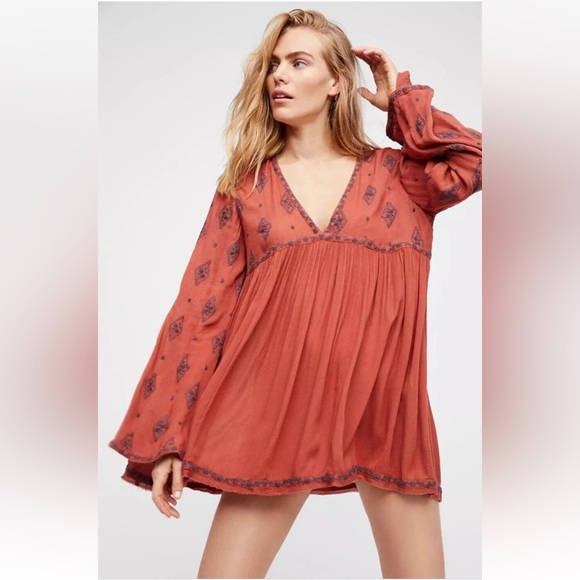 Free People Tops - Free People Women's Bohemian Rust Tunic Top